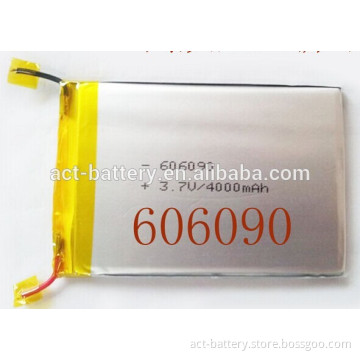 3.7 Volt lithium polymer battery 606090 4000mAh lithium rechargeable battery